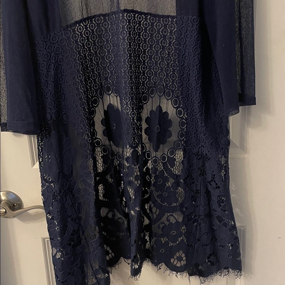 Elegant Navy Lace Cardigan - Picture 5 of 5
